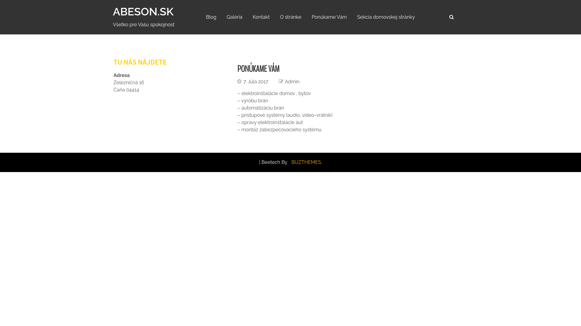 Screenshot domény abeson.sk | abeson.sk – Všetko pre Vašu spokojnosť