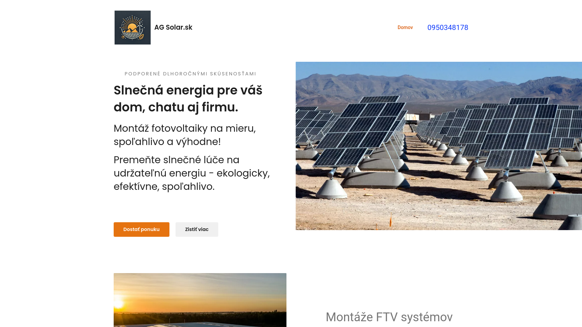Screenshot domény agsolar.sk | Domov