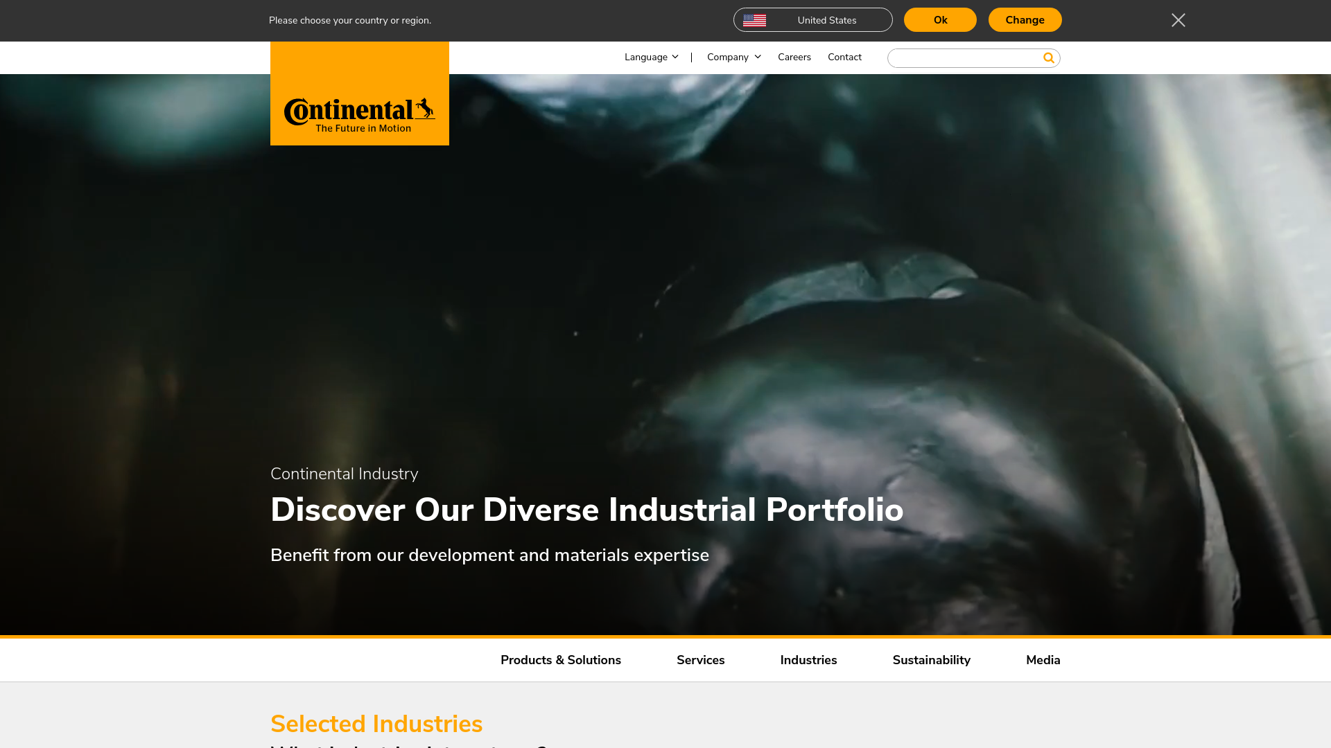 Screenshot domény contitech.sk | Industry Technology Solutions | Continental Industry