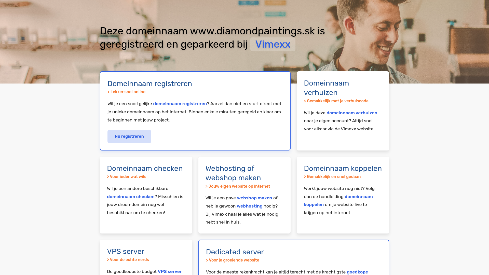 Screenshot domény diamondpaintings.sk | Deze domeinnaam www.diamondpaintings.sk is geregistreerd en geparkeerd bij Vimexx