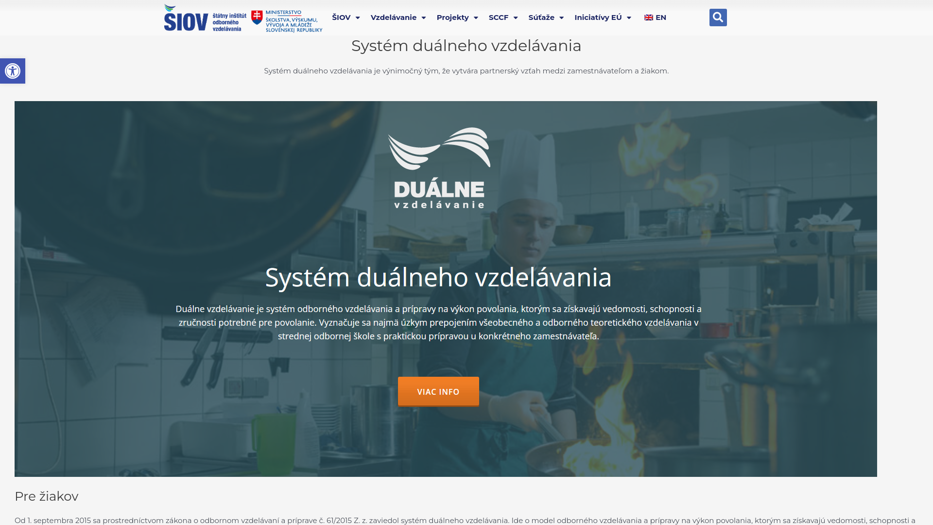 Screenshot domény dualnysystem.sk | Úvod - Duálne vzdelávanie - ŠIOV - štátny inštitút odborného vzdelávania