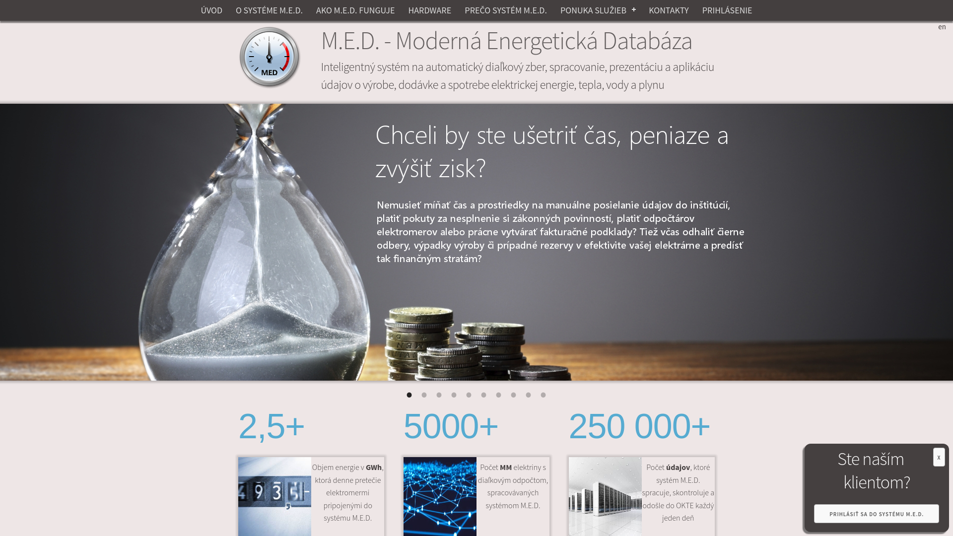 Screenshot domény e-metering.sk | M.E.D. - Moderná Energetická Databáza