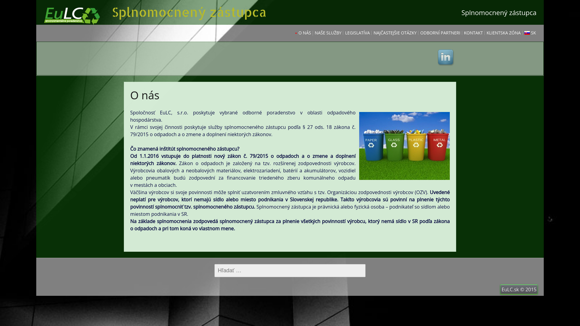 Screenshot domény eulc.sk | Splnomocnený zástupca | Splnomocnený zástupca