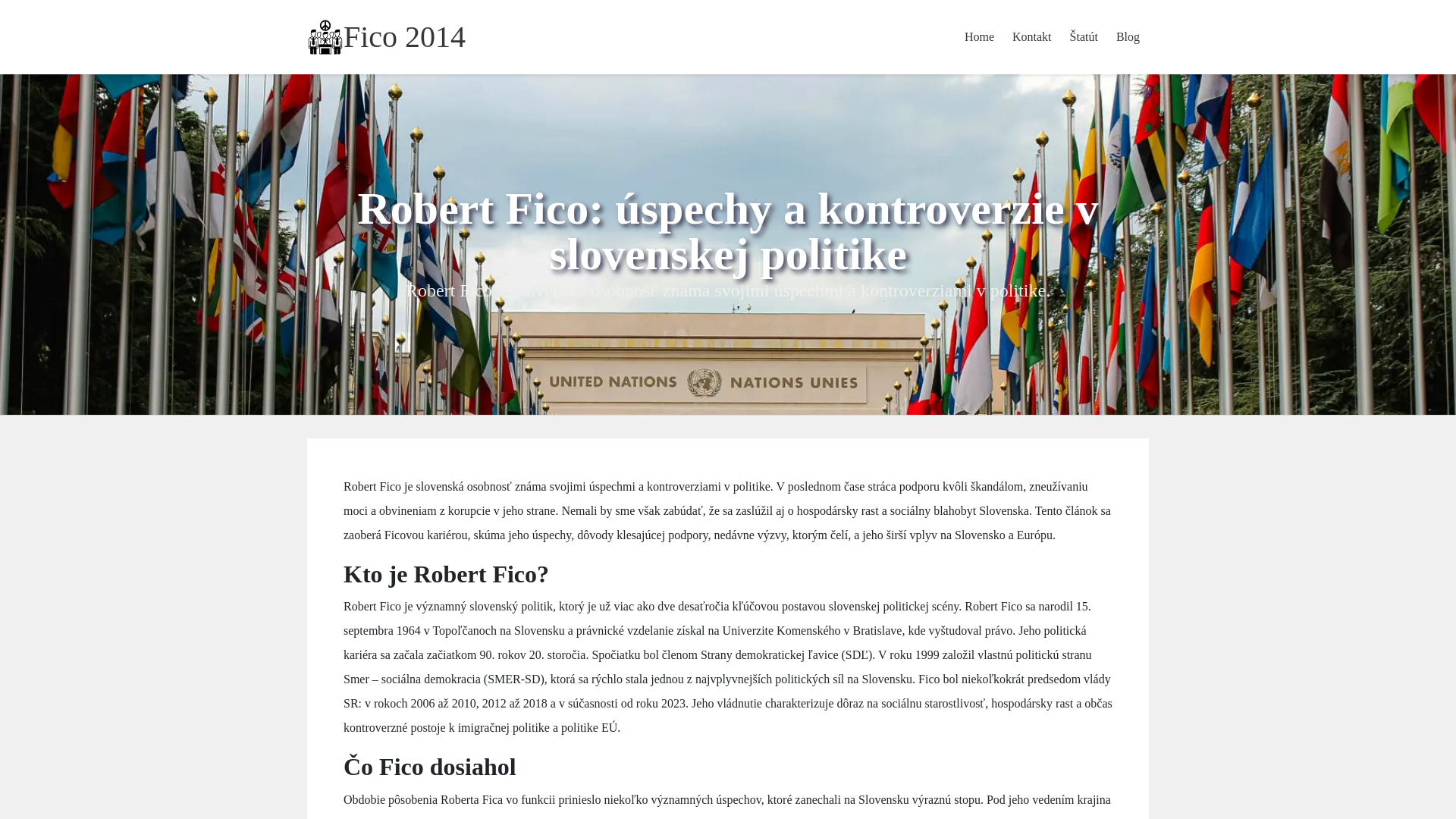 Screenshot domény fico2014.sk | Robert Fico: úspechy a kontroverzie v slovenskej politike