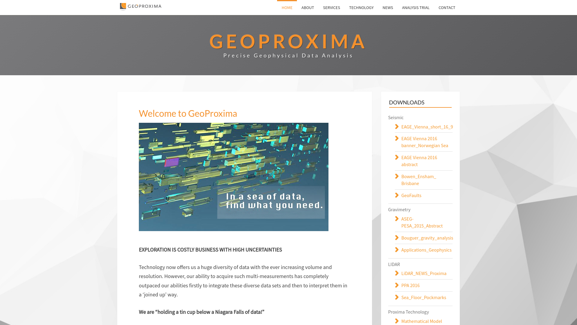 Screenshot domény geoproxima.sk | GeoProxima – Precise Geophysical Data Analysis