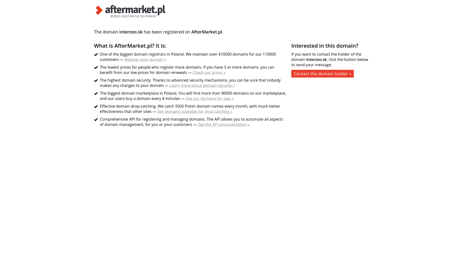 Screenshot domény interzoo.sk | AfterMarket.pl :: domain interzoo.sk