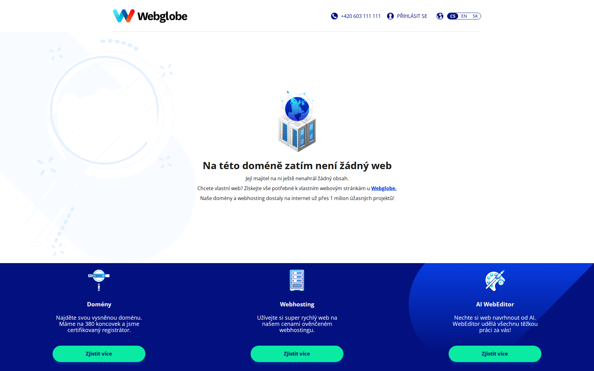 Default index - Doména je zaregistrovaná.