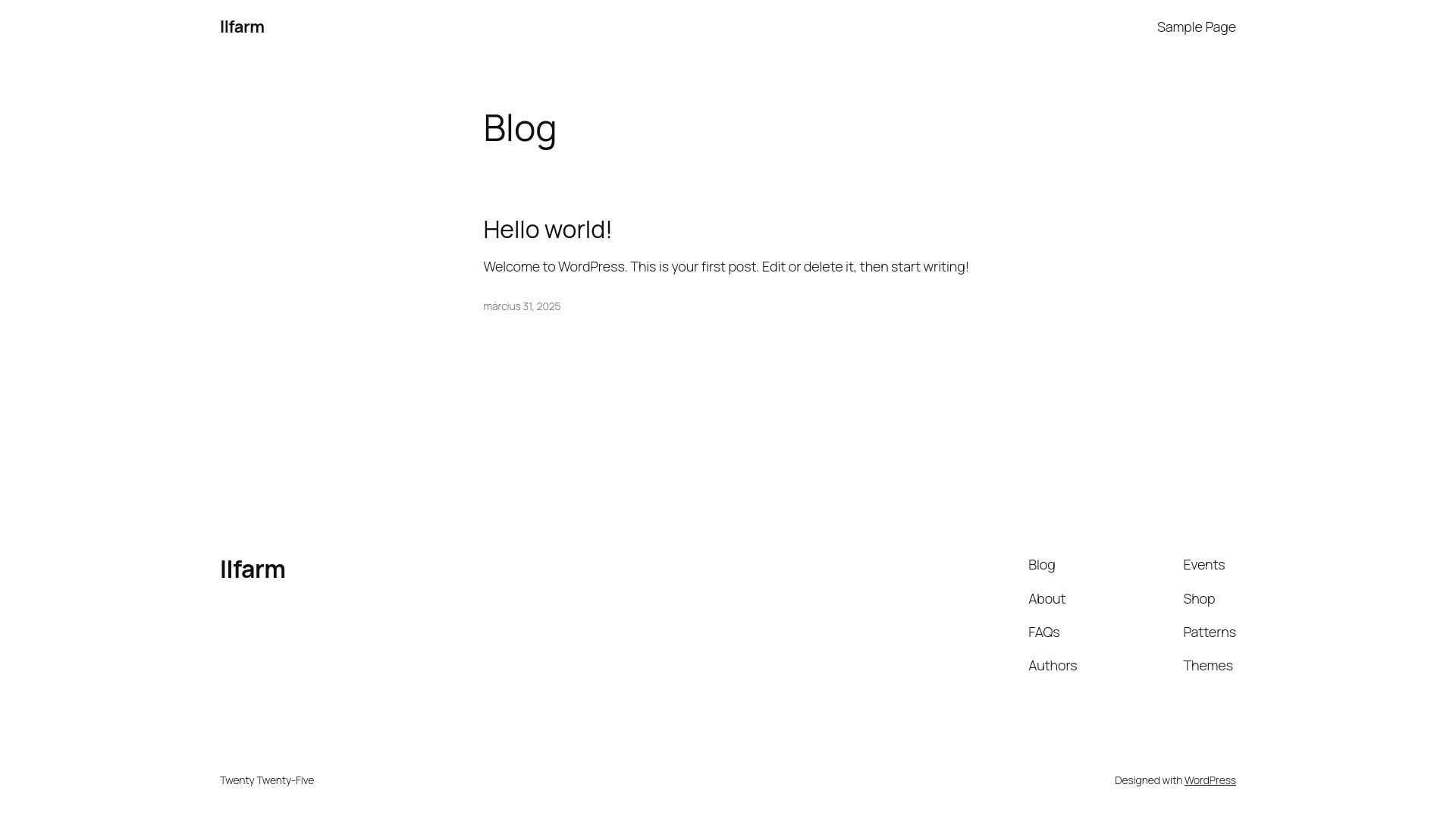 llfarm - Hello world!
Welcome to WordPress. This is your first post. Edit or delet...