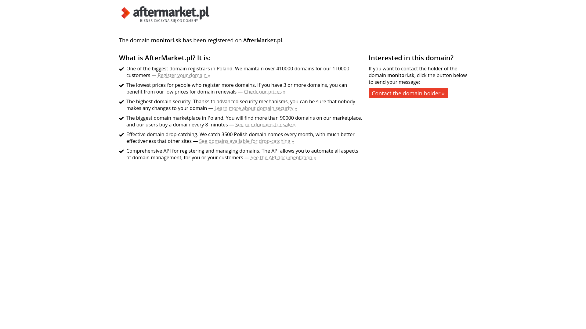 Screenshot domény monitori.sk | AfterMarket.pl :: domain monitori.sk