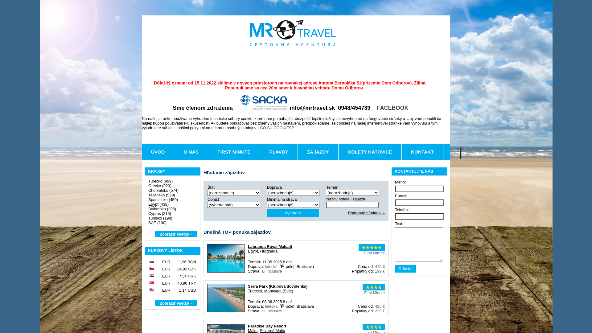 Screenshot domény mrtravel.sk | MR TRAVEL