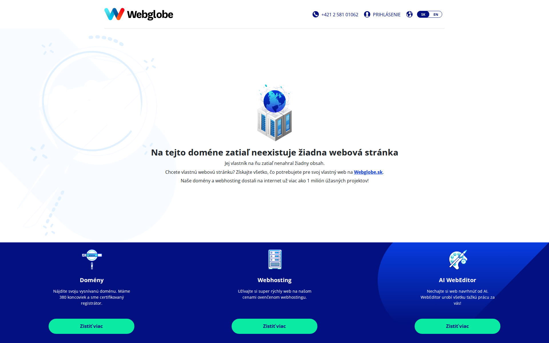 Default index - Doména je zaregistrovaná.