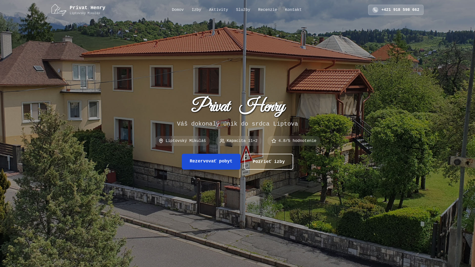 Screenshot domény privathenry.sk | Ubytovanie v Liptovskom Mikuláši