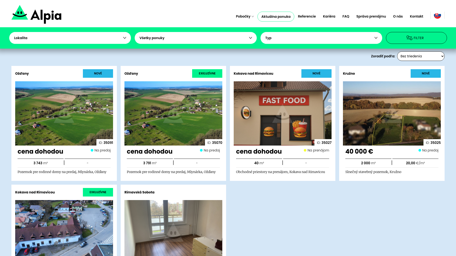 Screenshot domény reality-rimavskasobota.sk | Ponuka nehnuteľností v Rimavskej Sobote