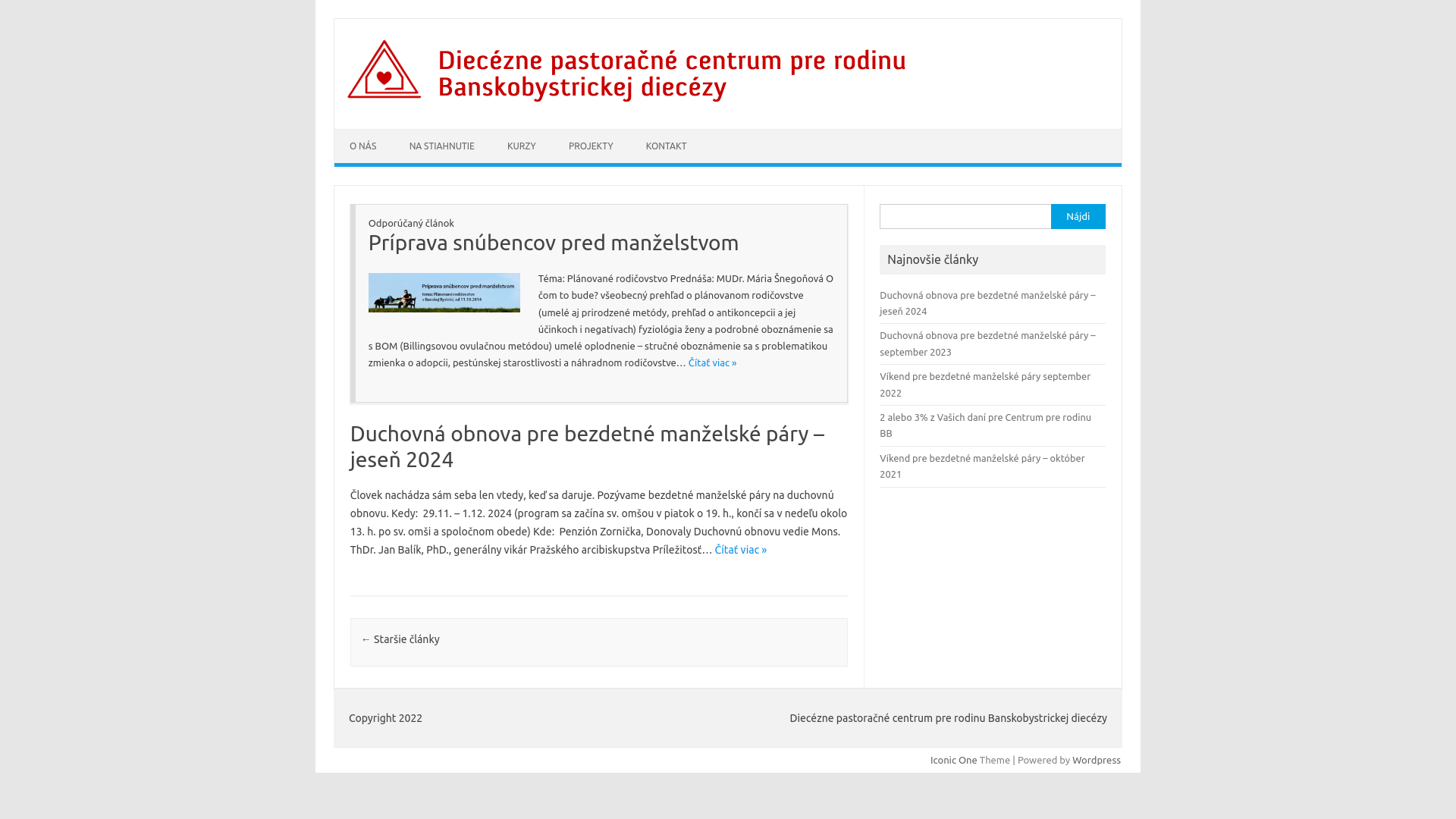 Screenshot domény rodinabb.sk | Diecézne pastoračné centrum pre rodinu Banskobystrickej diecézy