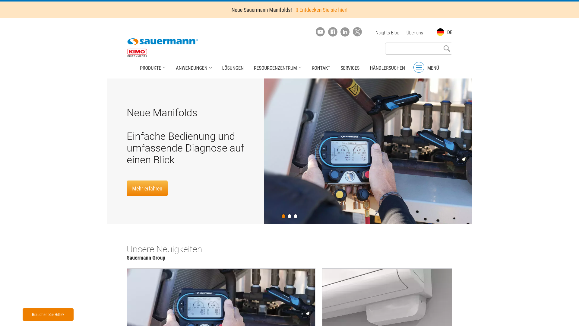 Screenshot domény sauermann-pumps.sk | Hersteller von Kondensatpumpen und Messgeräten | Sauermann group