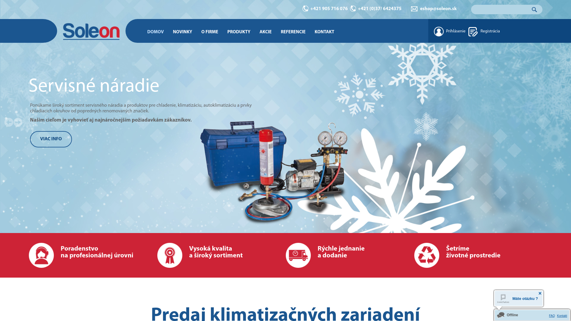 Screenshot domény soleon.sk | Chladiaca a klimatizačná technika - Soleon.sk