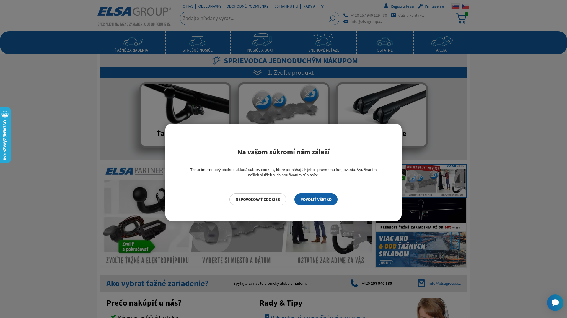 Screenshot domény taznebratislava.sk | Ťažné zariadenia a strešné nosiče - Elsa Group