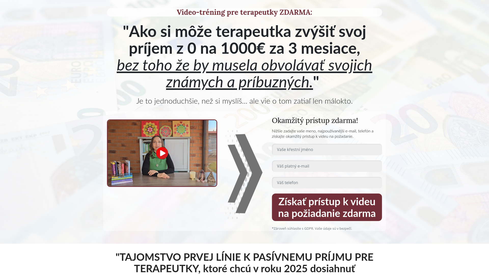 Tajomstvo pasívneho príjmu pre terapeutky. - Tajomstvo pasívneho príjmu pre terapeutky.