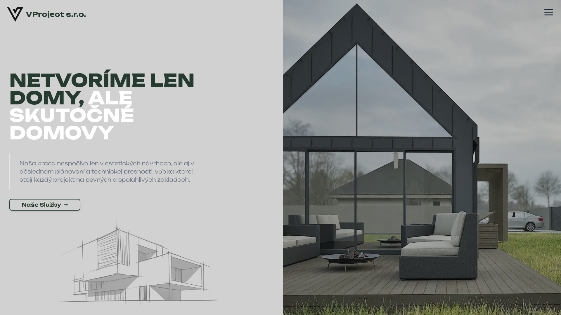 Screenshot domény vproject.sk | VProject s.r.o. – Architektonická a projektová kancelária