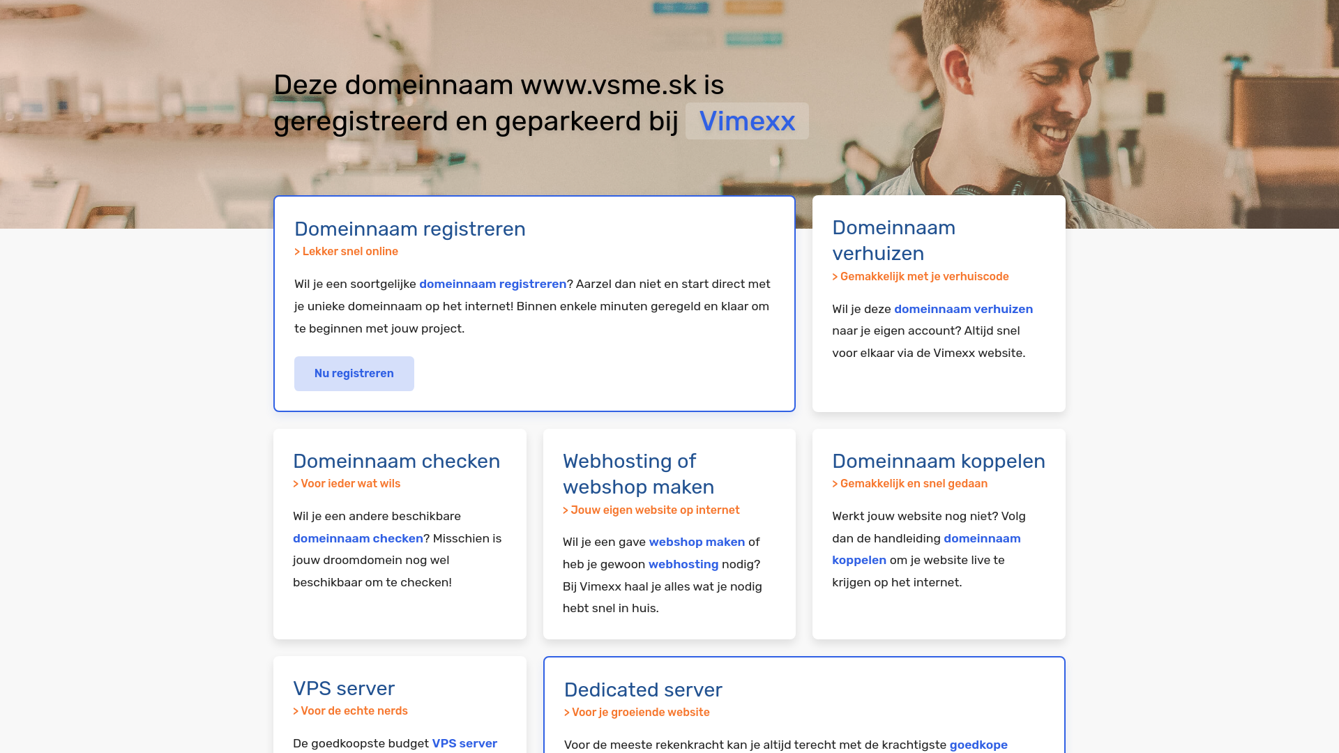 Screenshot domény vsme.sk | Deze domeinnaam www.vsme.sk is geregistreerd en geparkeerd bij Vimexx