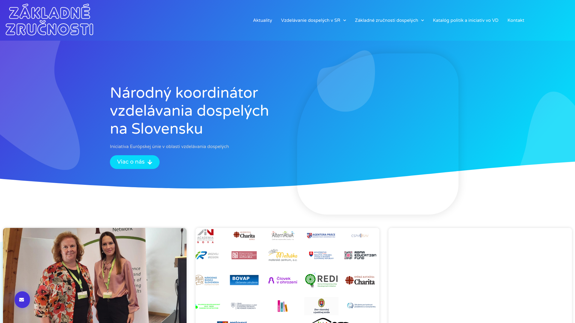 Screenshot domény vzdelavaniedospelych.sk | Základné zručnosti